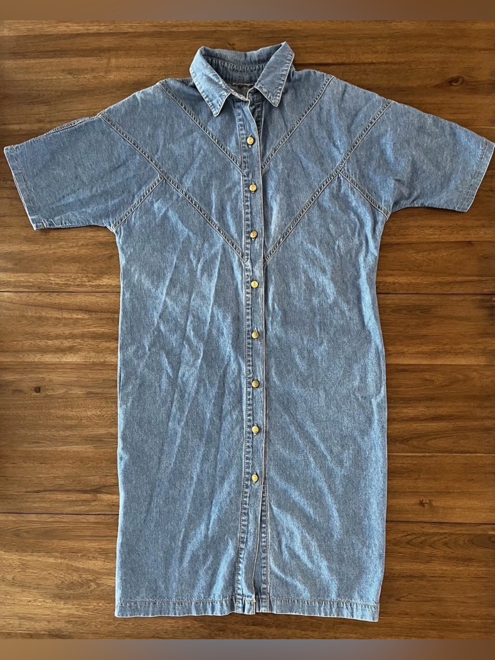Western Style Denim Dress with Decorative Buttons Size Large